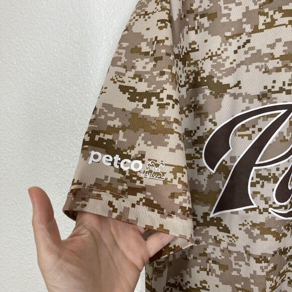 San Diego Padres Jersey Mens XL Tan Camo MLB Baseball Kemp 27 American Flag - Picture 7 of 11